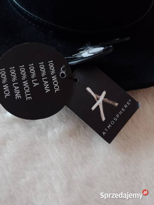 Wełniany Czarny kapelusz z Londynu 100 WełnaNOWY Kraków sprzedam