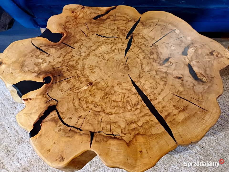 Stolik kawowy 96x75 live edge plaster drewna Śrem