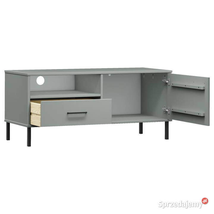 Szafka pod TV OSLO metalowe nóżki szara sosnowa Warszawa