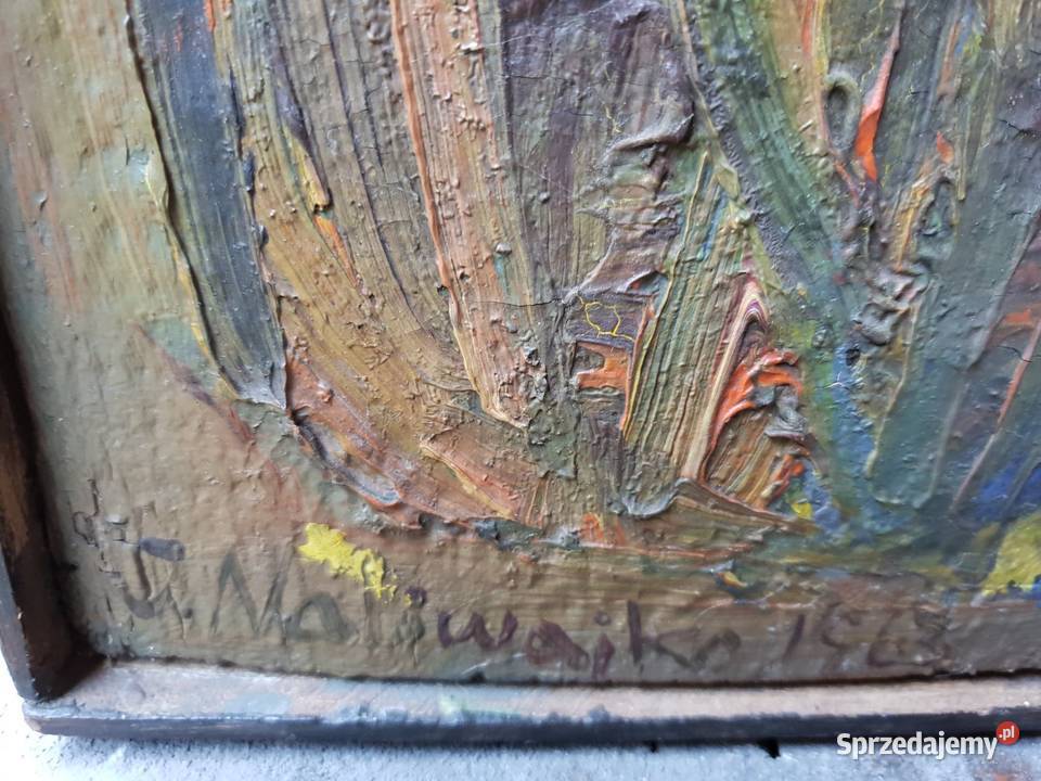 Obraz olejny na desce JNalewajki 1962 mazowieckie Warszawa
