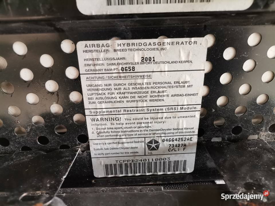 CHRYSLER PT CRUISER AIRBAG PODUSZKA PASAŻERA