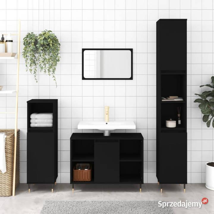 Szafka łazienkowa czarna 30x30x100 materiał Warszawa