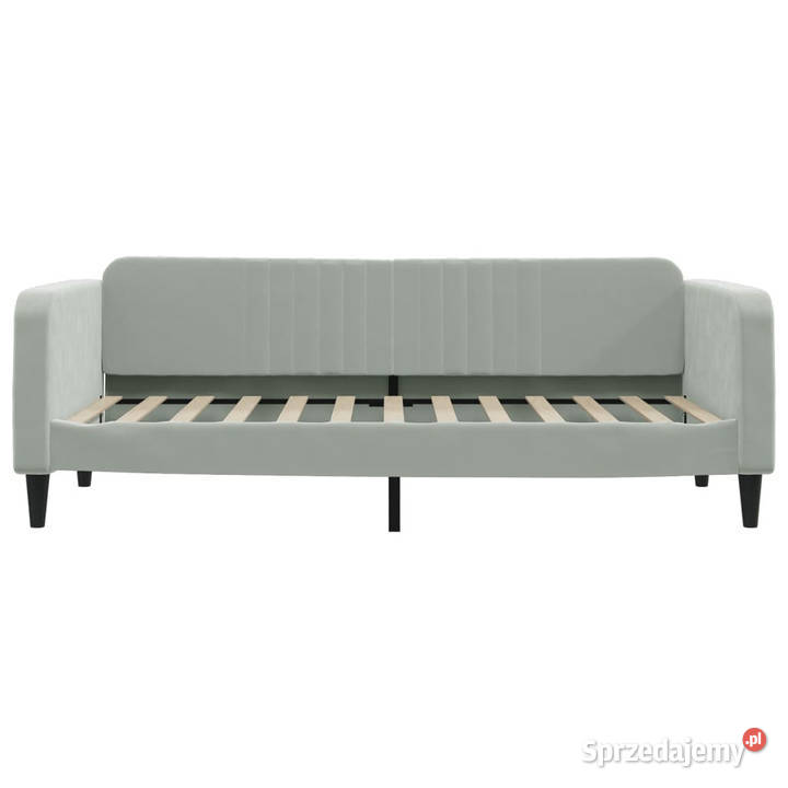 Sofa z funkcją spania jasnoszara obita aksamitem Łóżka i materace Warszawa