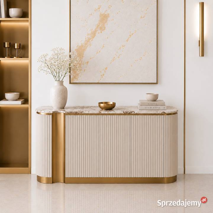 Komoda glamour owalna ryflowana Nutris 158x40x88 Komody Golkowice