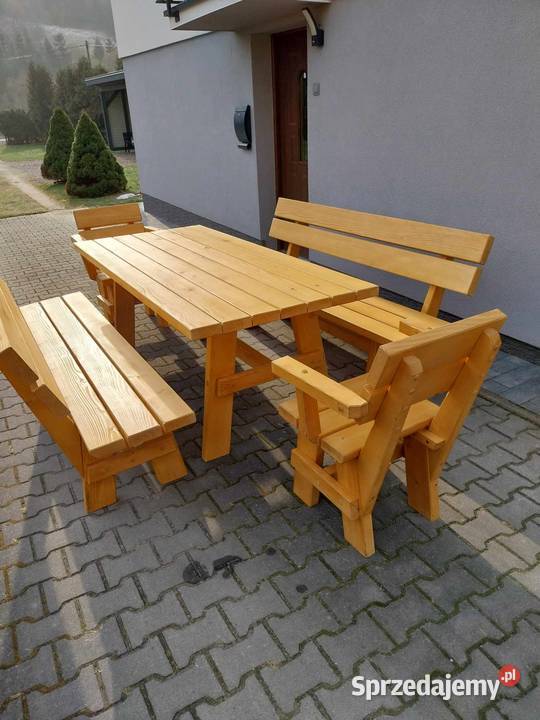 Meble ogrodowe drewniane góralskie Tokarnia