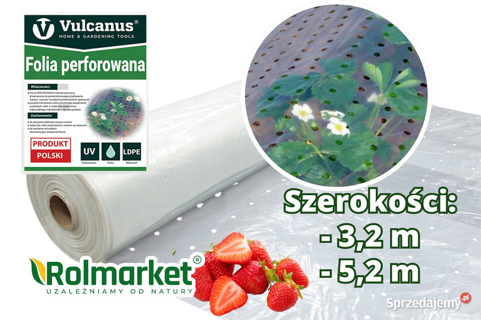 Folia perforowana dziurkowana 32m do truskawek Pozostałe Cieśle