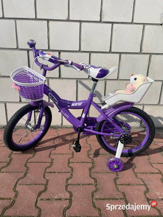 329 Rower 16 fioletowy z misiem Dziecięce Zabrze