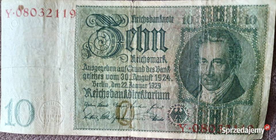 10 Marek Niemcy 1929 r Seria Y Konin sprzedam