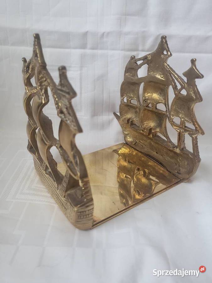 Antyk Podpórki do książek OKRĘT VICTORY mosiądz łódzkie Łódź