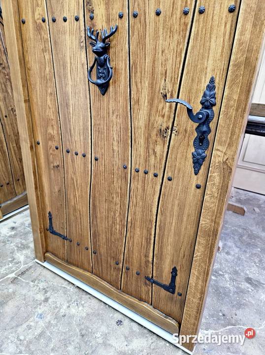 Drzwi DŁUGOSZ drewniane zewnętrzne lewe sprzedam