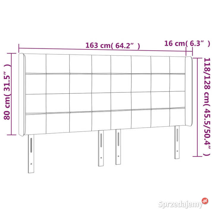 Zagłówek do łóżka z LED taupe 163x16x118128 Meble Warszawa