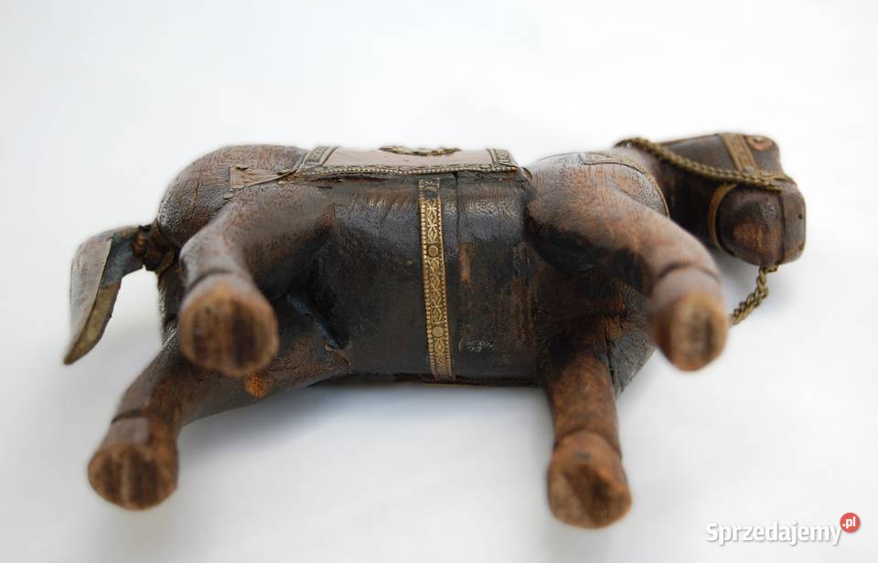 Koń indyjski mahoń mosiądz rzeźba drewniana lubelskie Lublin