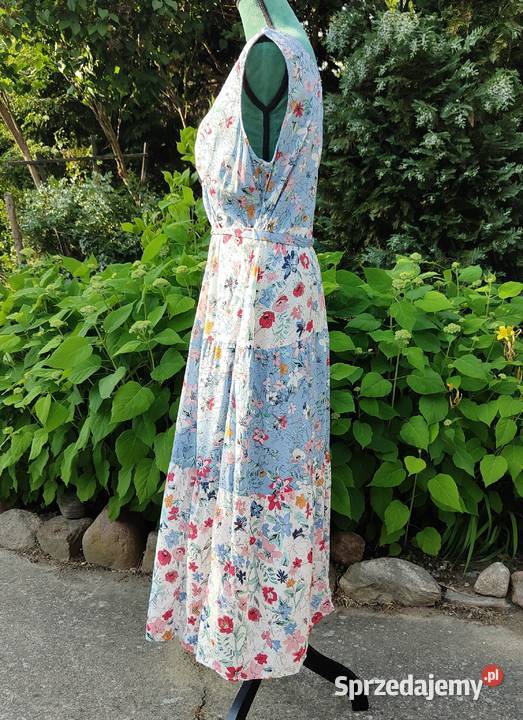 Długa sukienka CA 42 XL biała niebieska kolorowe