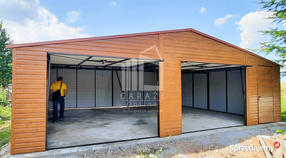 GARAŻ BLASZANY 9m x 6m poziom dwuspad 2x Brama Sprzedaż Wieliczka
