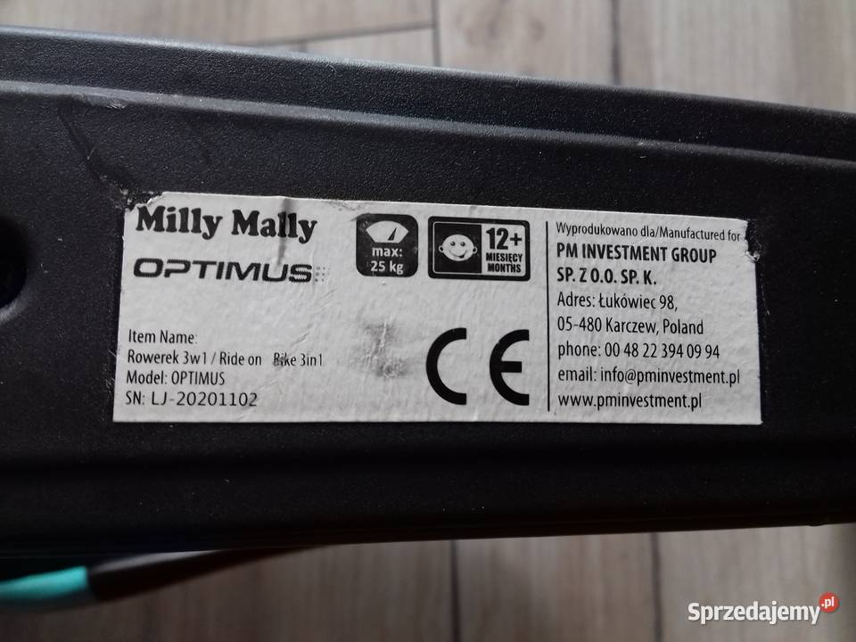 Rower 3w1 biegowy z pedałami Milly Mally Optimus Bydgoszcz sprzedam