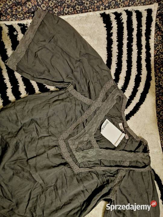 BERSHKA szara bluzka z koronką szersze rękawy sprzedam