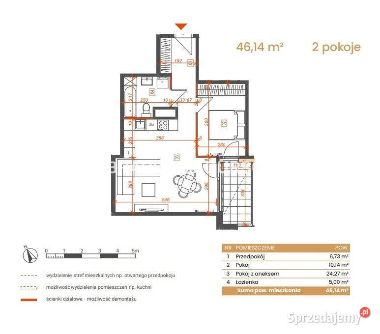 sprzedaży mieszkania 4614m2 2 pokoje Katowice