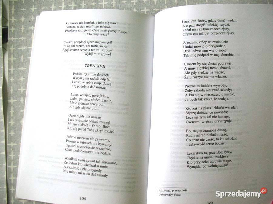 Fraszki Pieśni Treny Kochanowski książka polska Rok wydania 2005 Siedlce sprzedam