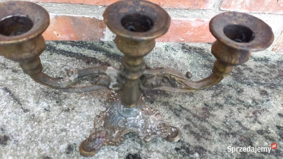 Świecznik mosiężny metalowy na 3 świeczki 755 zachodniopomorskie Gawroniec