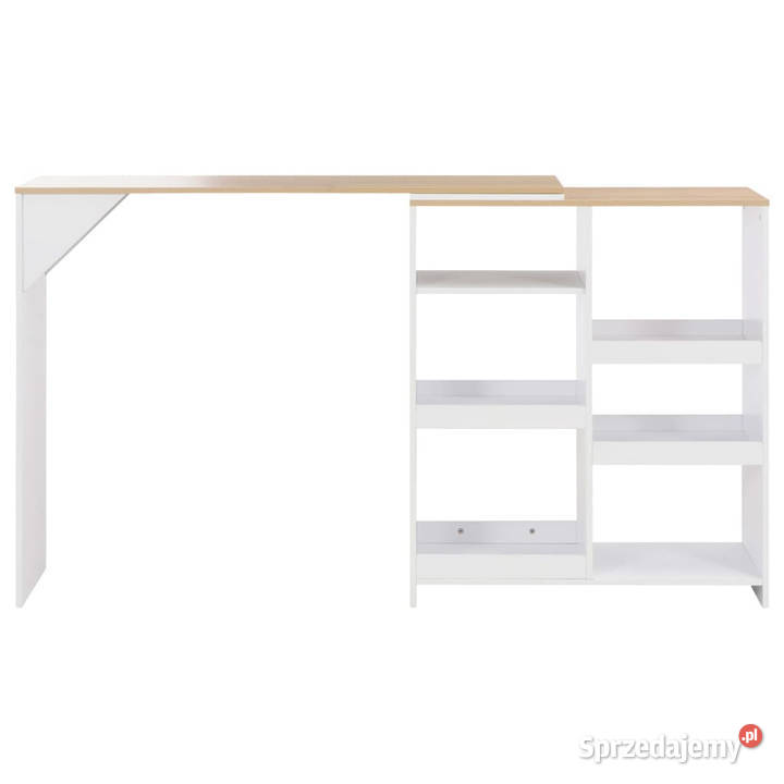Stolik barowy z ruchomym regałem biały 138 x 39 Warszawa