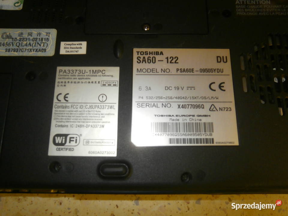 Laptop TOSHIBA SATELITE SA 60 122 do naprawy
