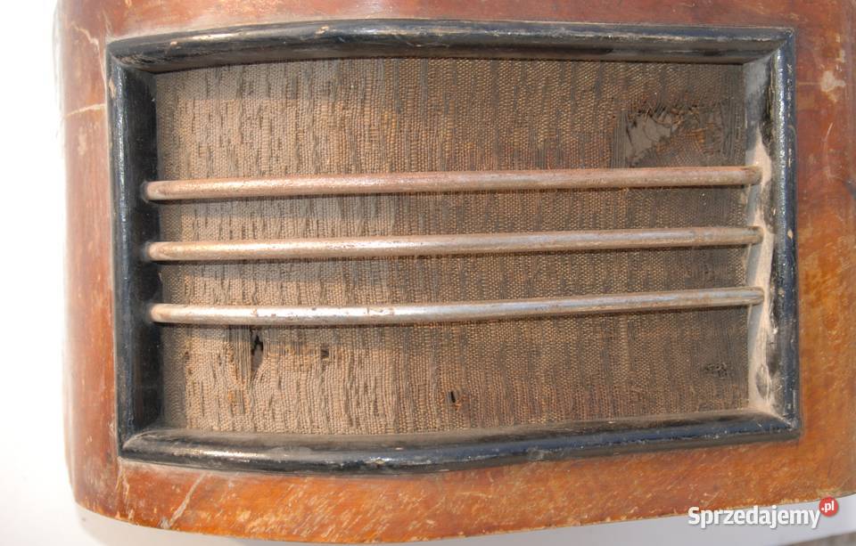 Stary głośnik Niemiecki sygnowany drewniany Cieszyn