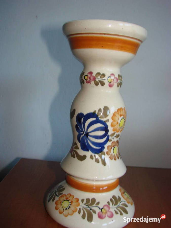 Włocławek fajansowy świecznik Pruszcz Gdański