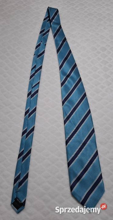Krawat skośne pasy niebieski granatowy 85 142 Czeladź