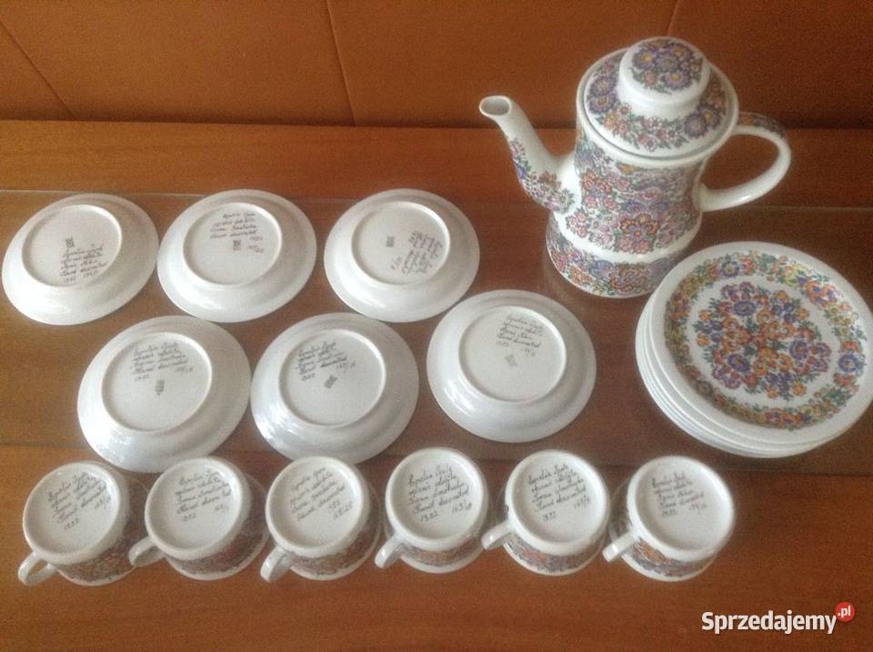 Serwis porcelanowy do kawy ręcznie malowany