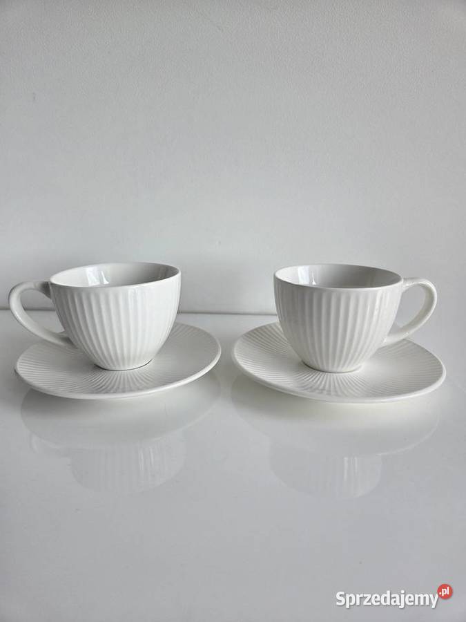 2 białe filiżanaki ze spodkami 150 ml Pepco Home małopolskie Liszki sprzedam
