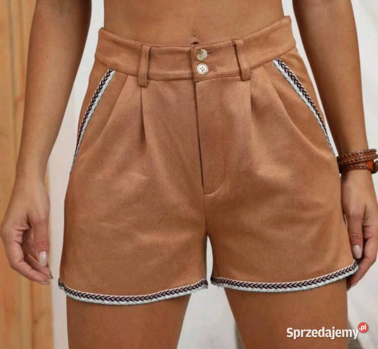 Nowe szorty z wysokim stanem brązowy/beżowy