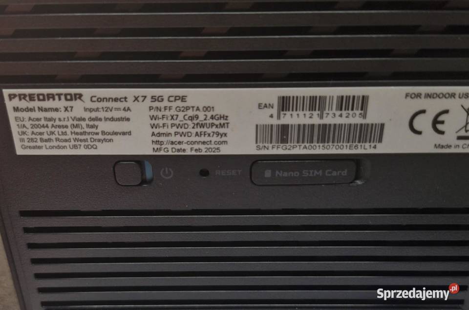 Router Acer Predator Connect X7 5G 80211be WiFi Łódź