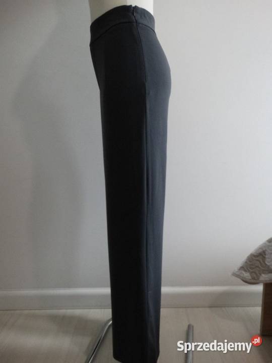 Spodnie Wide Leg Luźne Nogawki Wysoki Stan Szare Rozmiar 38(M) Łomża