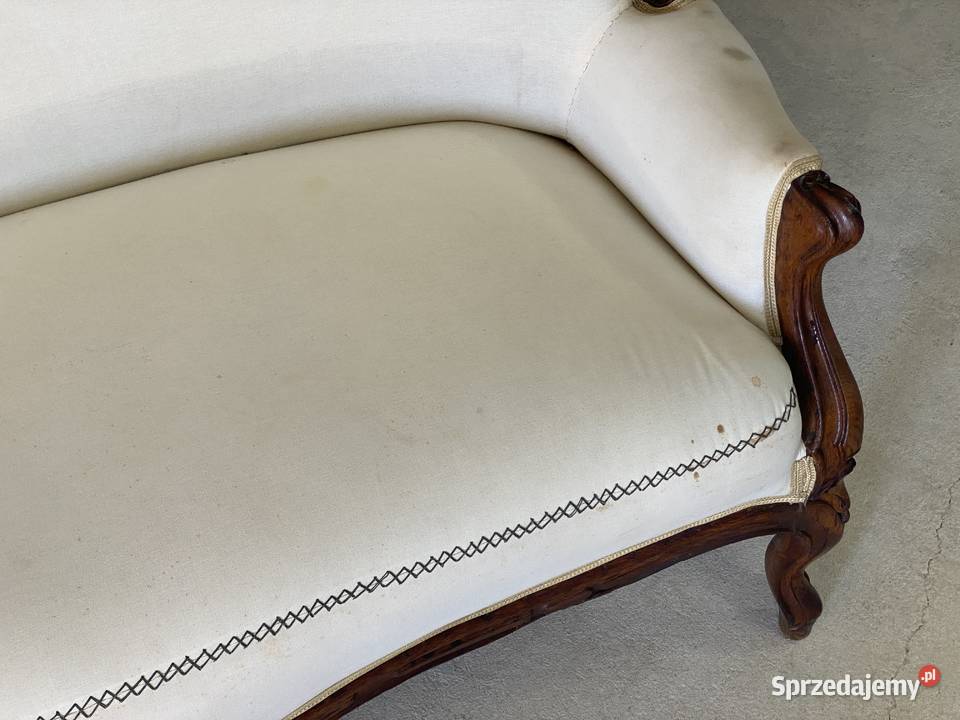 Elegancka sofa ludwikowska rzeźbiona rama Budno