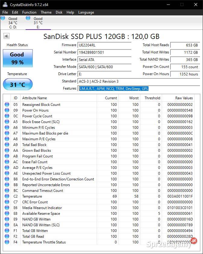 Dysk SSD Sandisk 120GB 25 SATA III 6 Gbs 535400 Poznań