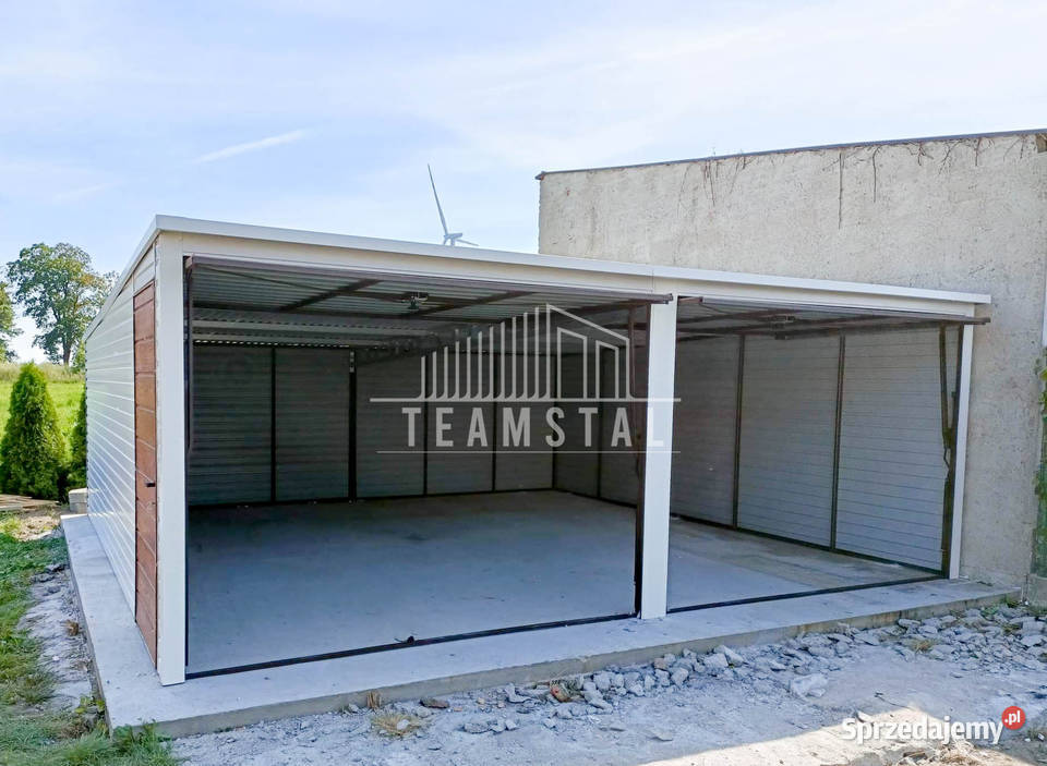 GARAŻ BLASZANY 6m x 58m spad tył 2x Brama drzwi samodzielny Wągrowiec