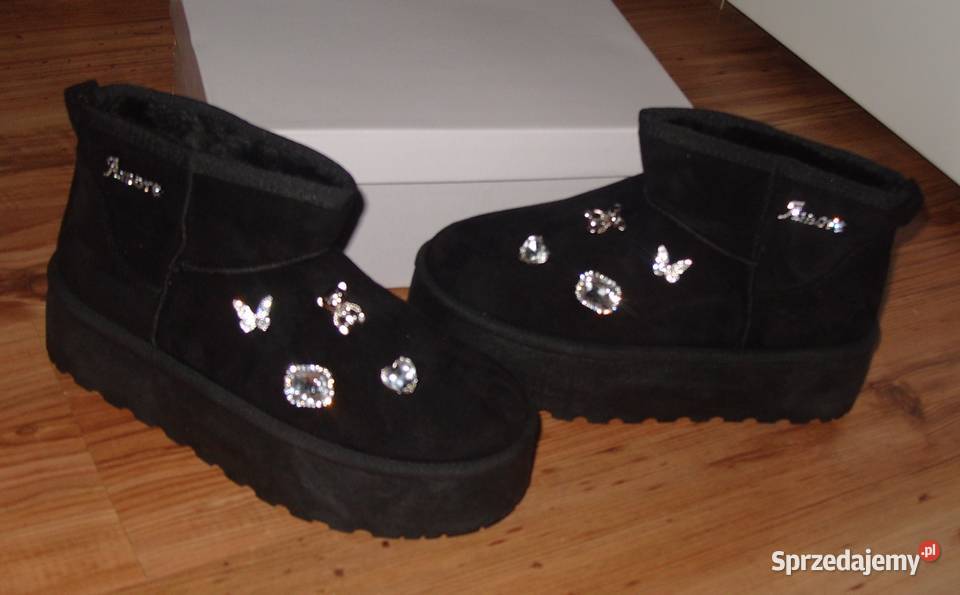 krótkie kozaczki śniegowce z cyrkoniowymi Rawicz