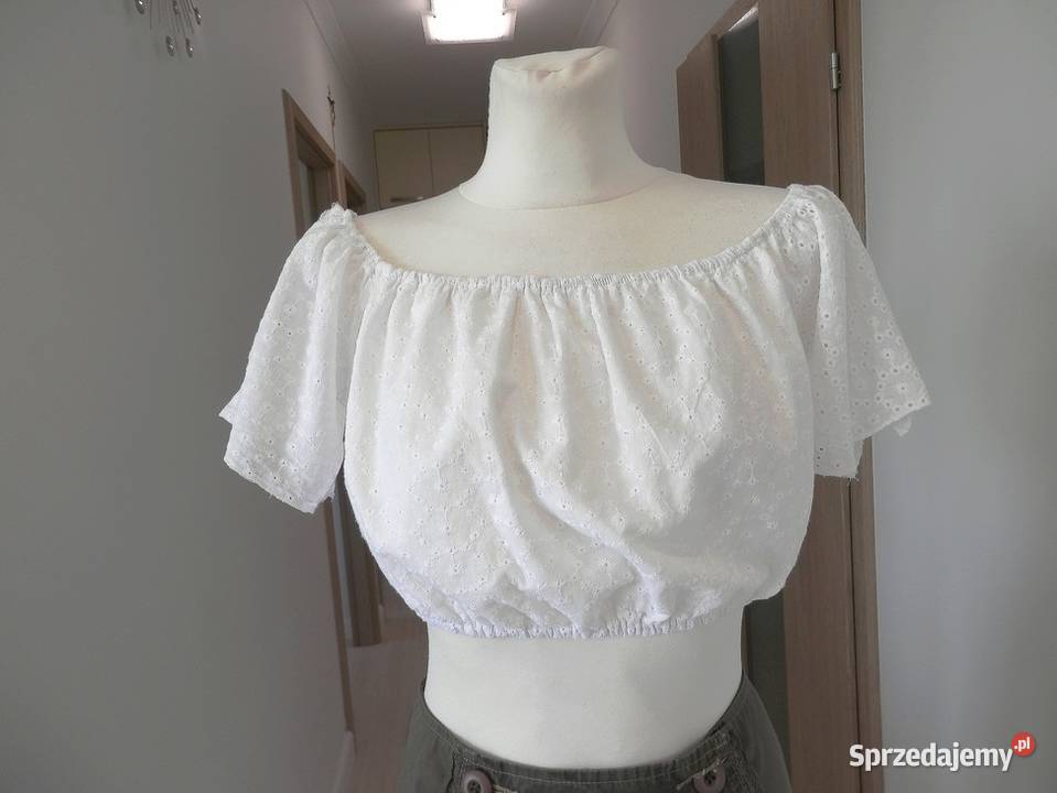 Bluzka Krótka Ażurowa Biała Crop Top Braletka S Rozmiar 36(S) Łomża