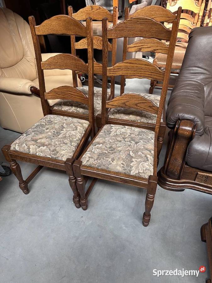 Dębowe krzesła siedziska materiał Sławoszewek