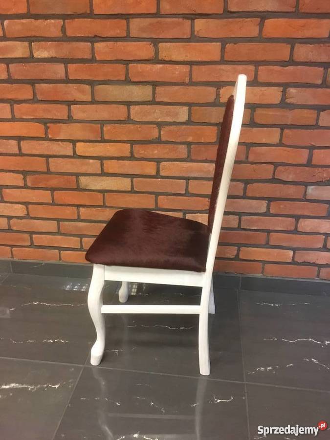 Krzesło bukowe bielone ręcznie tapicerowane 60cm Września