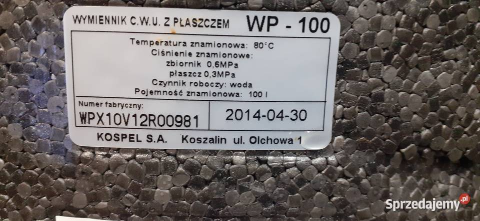 Kospel dwupłaszczowy cwu WP100 grzałka wieszak Warszawa