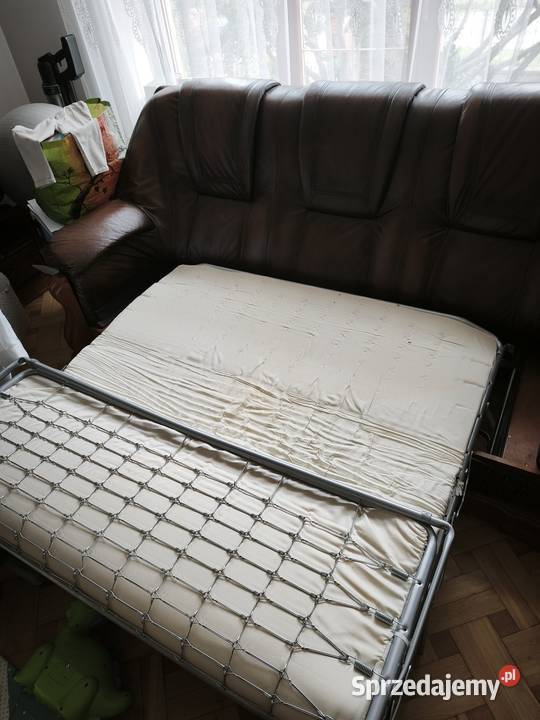 Kanapa skórzana rozkładana dębowa firma DES łódzkie Błaszki