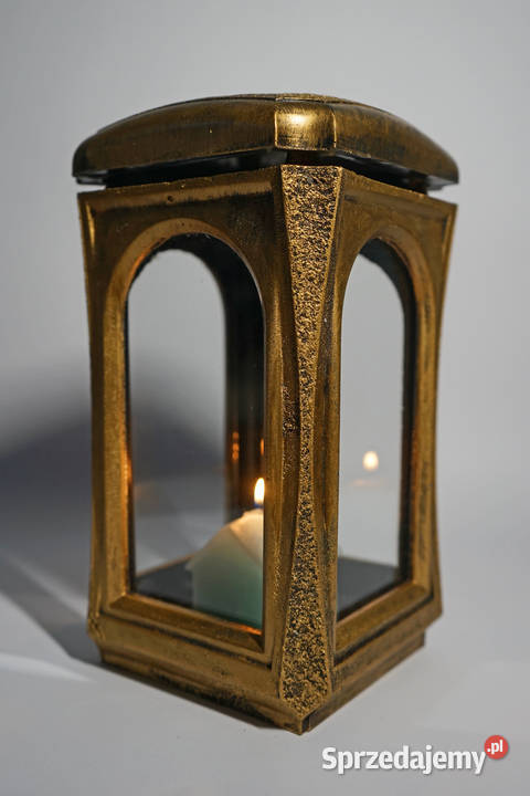 Złoty znicz żywiczny lampion retro Częstochowa