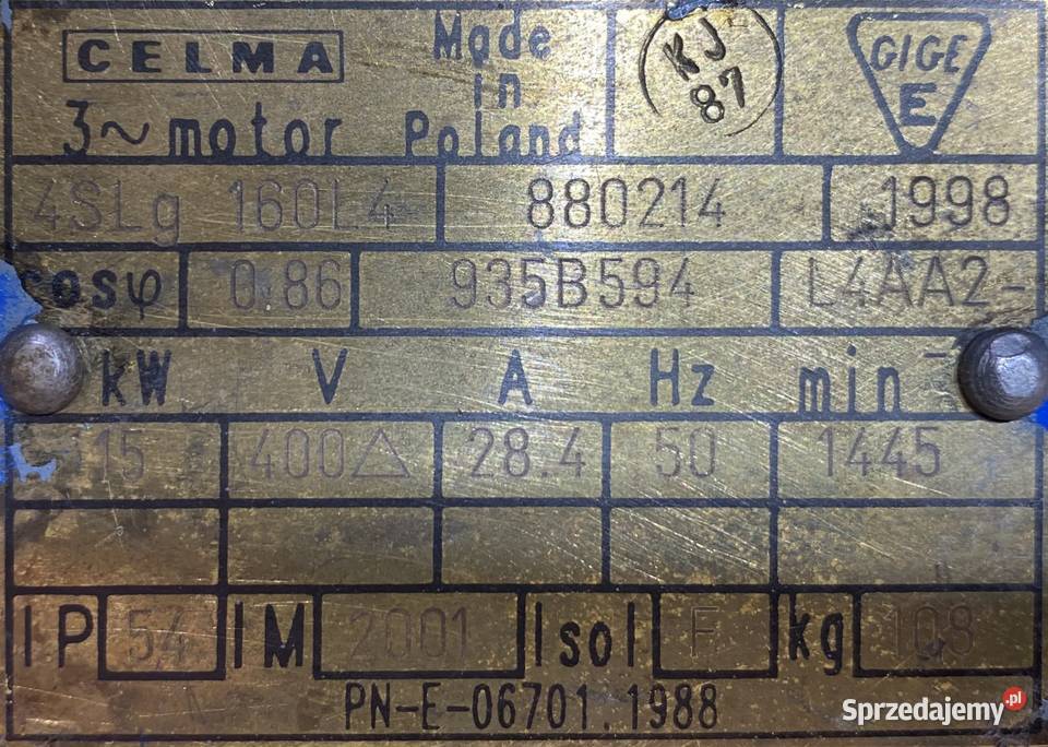 silnik elektryczny 15kW 1445obr 3fazowy CELMA Pigża