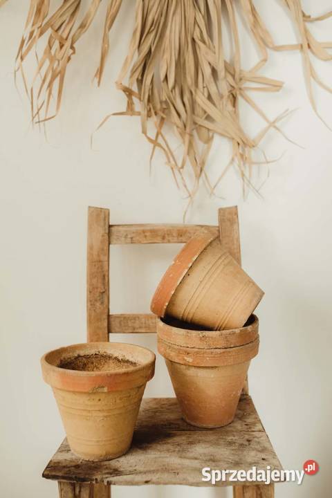Stare piękne gliniane doniczki rustykalne 3 Wrocław