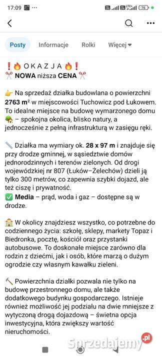 Działka budowlana Tuchowicz