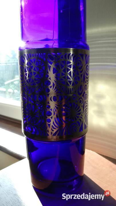 Wazon niebieskie szkło i stal nierdzewna sprzedam