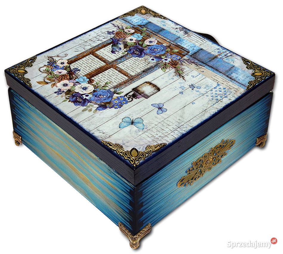 SZKATUŁKA drewniane pudełko BLUE WINDOW 20x20 wielokolorowy Bydgoszcz
