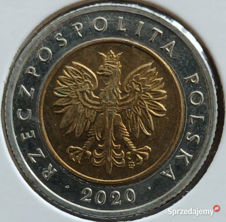 5 Złotych 2020 r 2 błąd mennicy Destrukt Konin