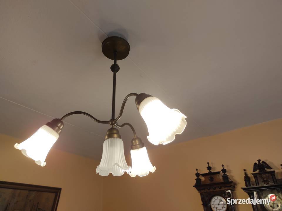 Żyrandol mosiężny 4 piunktowy lampka stołowa Warszawa sprzedam